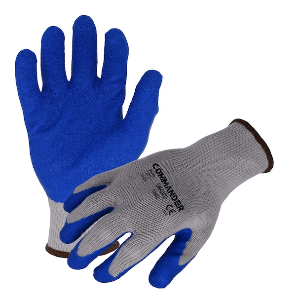 Azusa Safety Coated Work Gloves, Latex, Crinkle, Palm Coating, 2 Abrasion Level, Grey/Blue, L-9 1 PR CM4020 - main